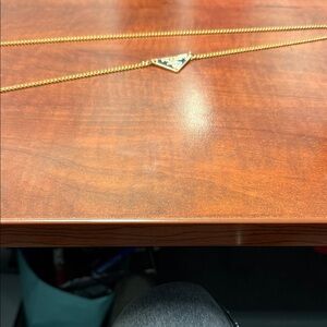 Prada Gold Chain glasses holder with Black Triangle Pendant